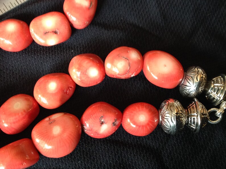 Nepal necklace Coral and silver beads.