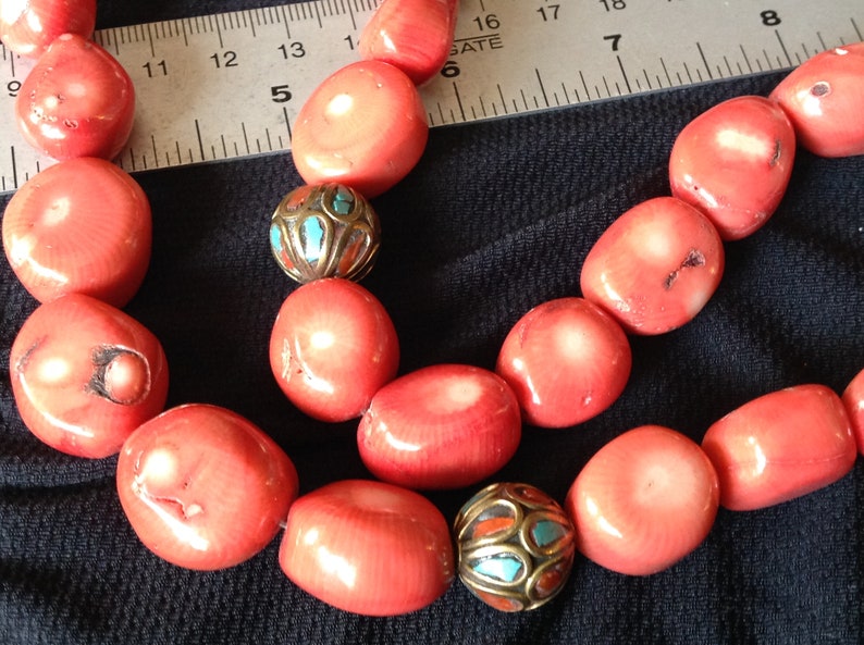 Nepal necklace Coral and silver beads.