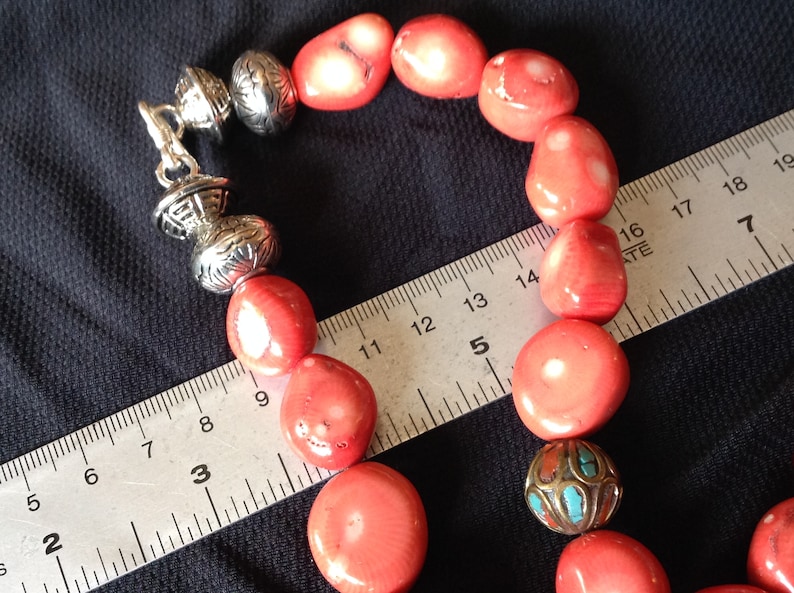 Nepal necklace Coral and silver beads.