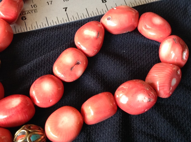 Nepal necklace Coral and silver beads.