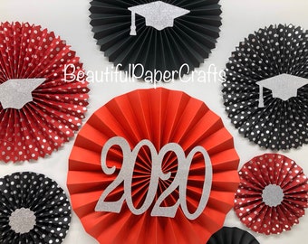 Graduation Party Decor | Graduation Decorations 2022 | Red, Black and Silver Graduation | Graduation 2022  | Class of 2022 | Set of 7
