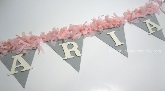 Pink And Gray Baby Shower Decorations Snowflake Banner One
