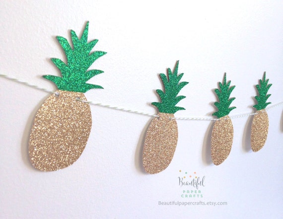 Pineapple Garland | Summer Tropical Fruit Garland | Aloha Bridal Shower | Gold Glitter Pineapple Decor |Hawaiian Luau Party |Let's Flamingle Il_570xn