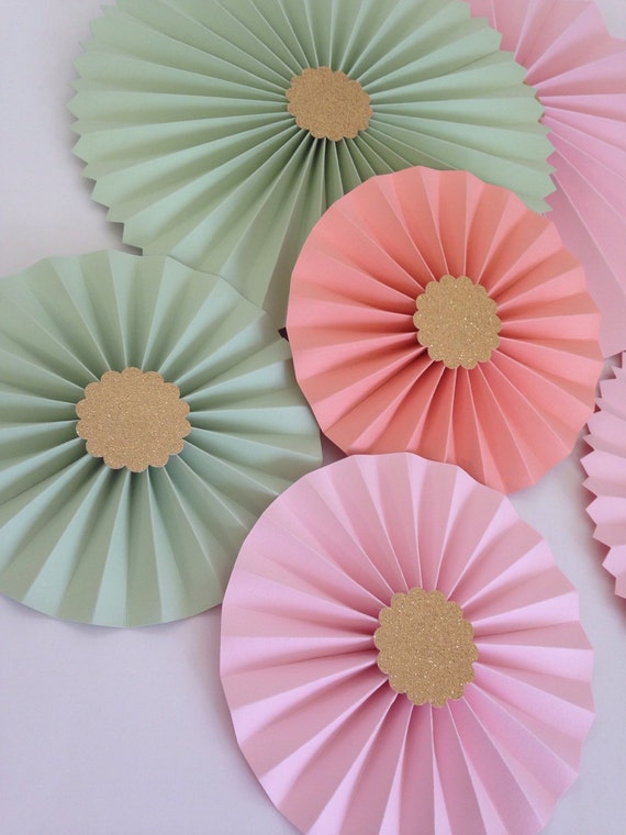 Mint, Coral and Pink Rosettes | Mint and Coral Wedding Paper Fans |Wild One Birthday |Boho Chic Paper Rosettes |Bohemian Wedding| Boho Gypsy Il_570xn