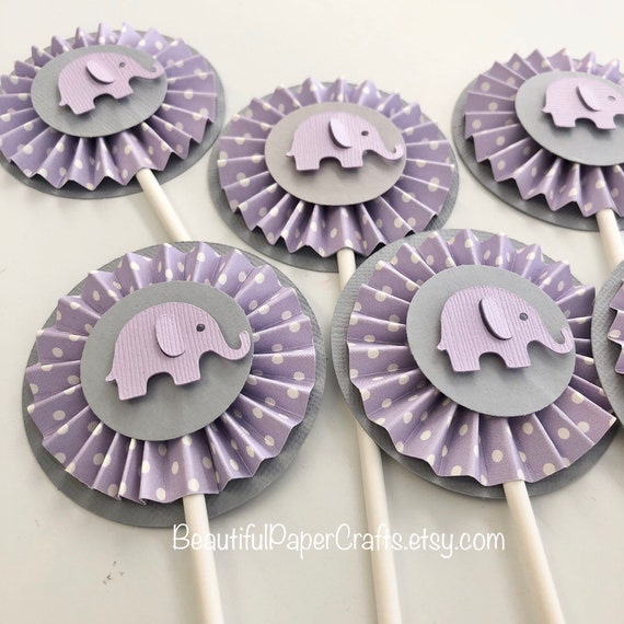 Elephant Baby Shower Lavender And Gray Elephant Rosette Etsy