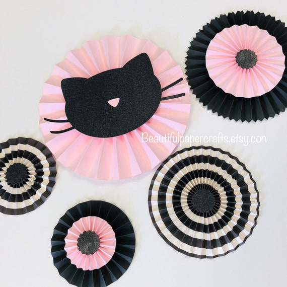 Kitty Cat Party | 1st Birthday Kitty Paper Fans | Meow Party Decor | Kitten Party | Glitter Kitty Cat Party | Cat Birthday Il_570xn
