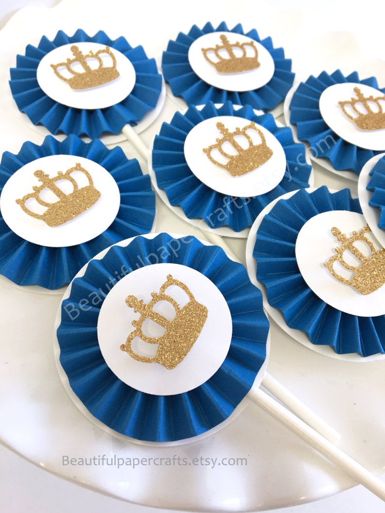 Prince Gold Crown Cupcake Wrapper Royal Blue and Gold Etsy