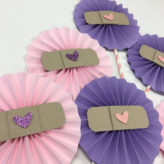 Doc McStuffins Inspired Birthday Centerpiece | Paper Fans | Doc McStuffins Birthday | Paper Rosettes Il_570xn