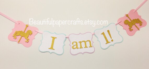 Carousel Banner | Carousel Party Decor | Carousel First Birthday | Carousel Garland| Carousel Horse Banner | One Banner Il_570xn