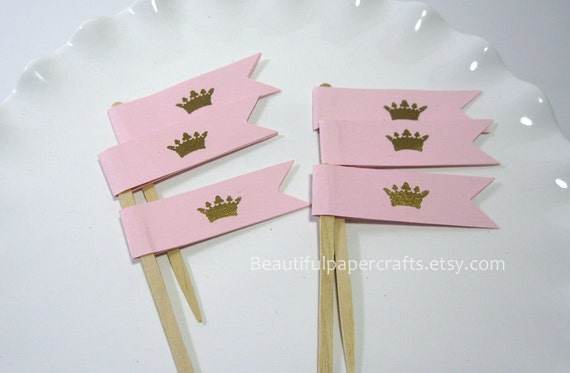 Royal Gold Crown Party Picks Pink And Gold Little Princess