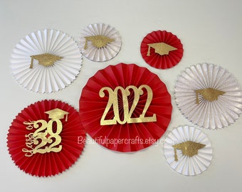 Graduation Party Decor | Graduation Decorations 2022 | Red, White and Gold Graduation | Graduation 2022  | Class of 2022 | Set of 7