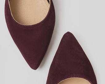 BISTFOR slingback pumps van natuurlijk suède, bordeauxrood, slingback schoenen