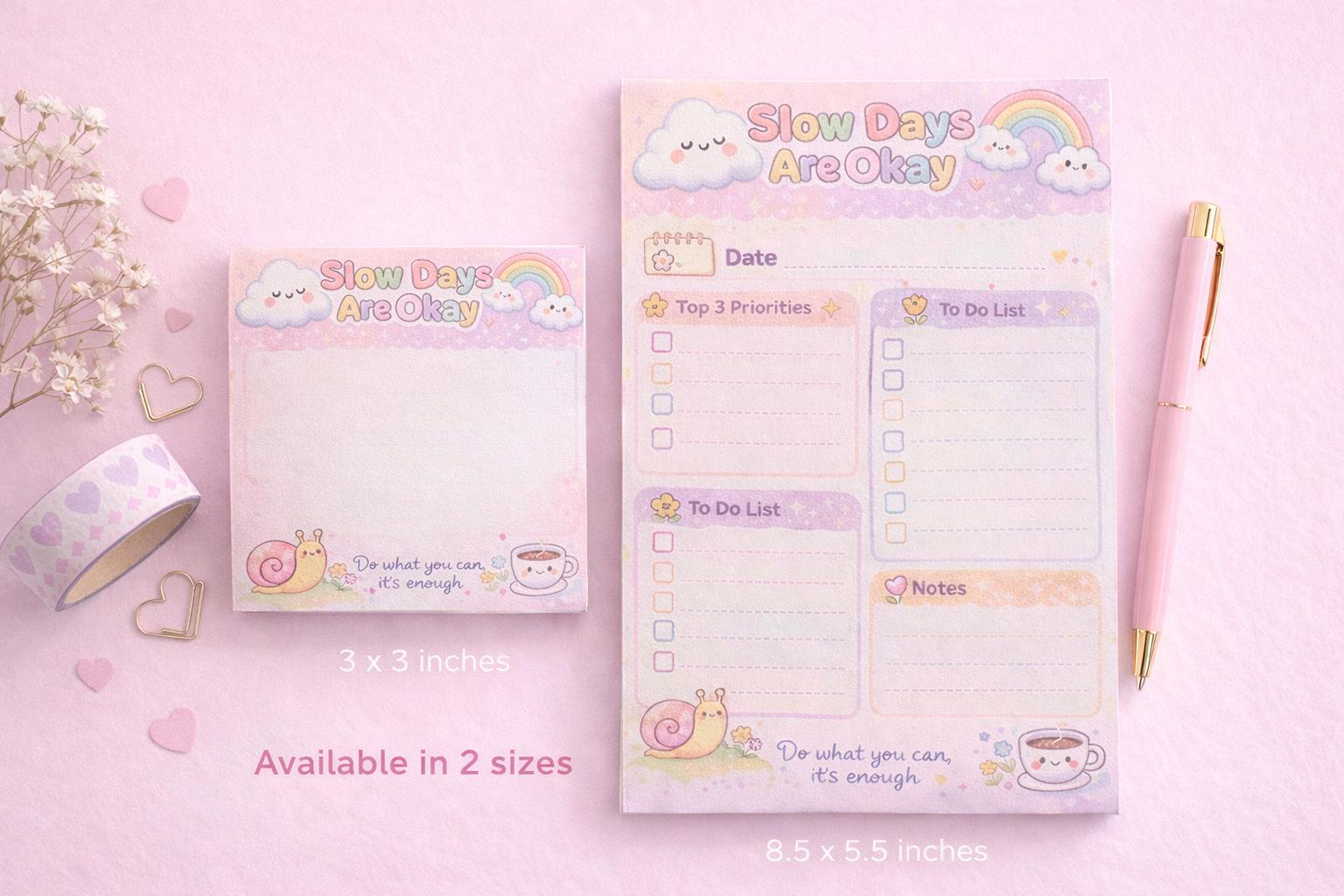 Slow Days Are Okay Notepad | Cute Kawaii Planner Pad | Daily to Do List ...
