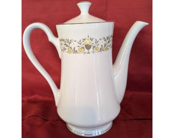 Vintage Florentiner Kaffeekanne mit Deckel, Sterling-Silber-Feinporzellan, Mid-Century Modern, exzellenter Zustand