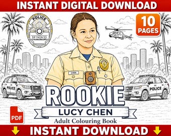 Rookie Lucy Chen Adult Colouring Book | 10 Pages (Digital Download)