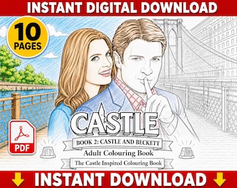 Castle & Beckett Adult Colouring Book: Mystery TV Show Inspired Pages (Digital Download)