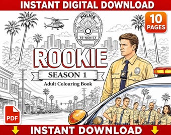 Rookie Season 1 Adult Colouring Book | 10 Pages (Digital Download)