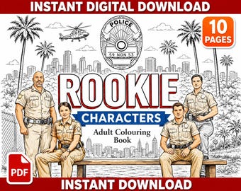 Rookie Characters Adult Colouring Book | 23 Pages (Digital Download)