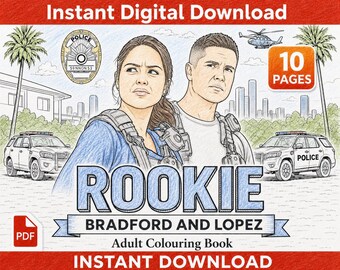 Rookie Bradford and Lopez Adult Colouring Book | 10 Pages (Digital Download)