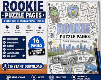 Rookie Inspired Adult Puzzle Book | Police TV Drama Fan Activity (Digital Download)