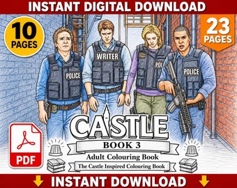 Castle Inspired Adult Colouring Book 3 | 10 Pages (Digital Download)