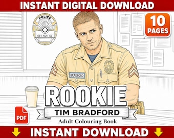 Rookie Tim Bradford Adult Colouring Book | 10 Pages (Digital Download)