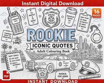 Rookie Iconic Quotes Adult Colouring Book | 16 Pages (Digital Download)