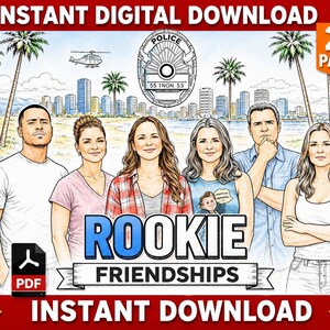 Målarbok för vuxna: Rookie Friendship | 23 sidor (digital nedladdning)