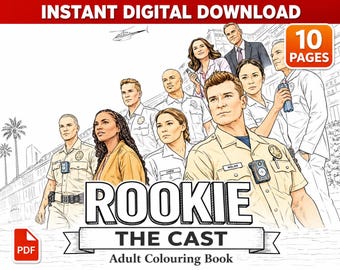 Rookie Cast Adult Colouring Book | 10 Pages (Digital Download)