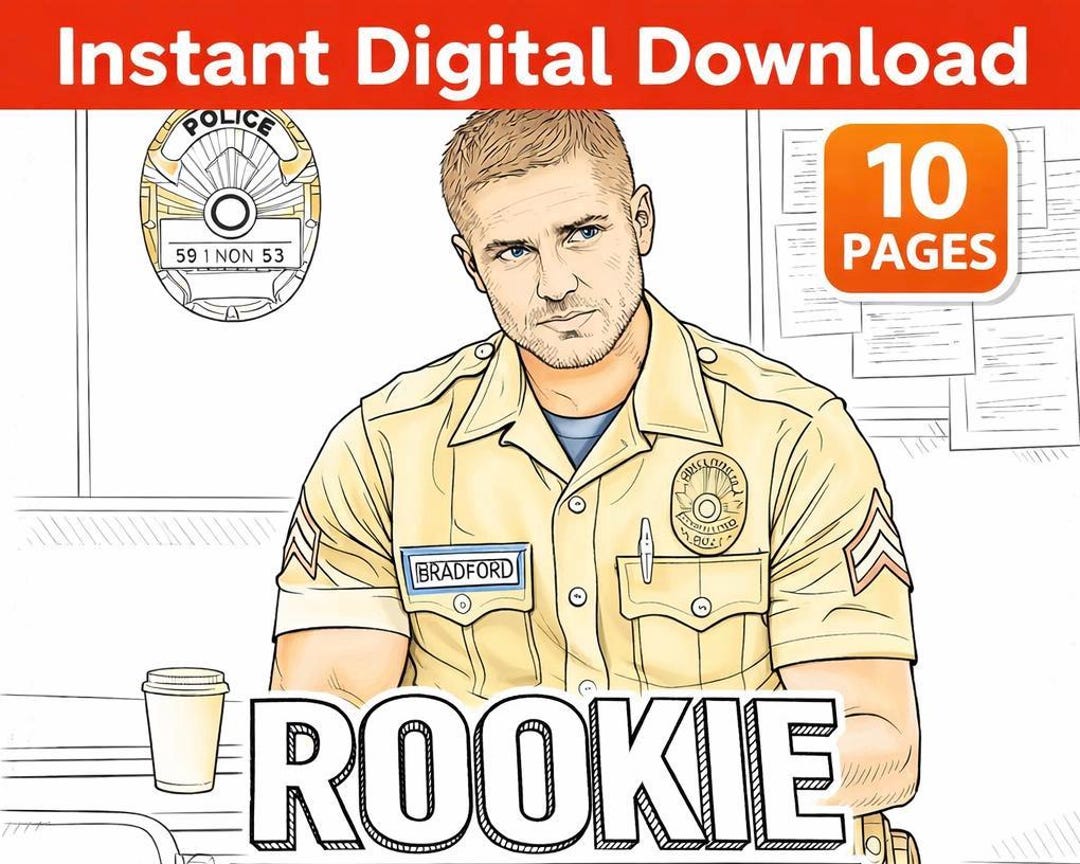 Rookie Tim Bradford Adult Colouring Book | 10 Pages (digital Download ...