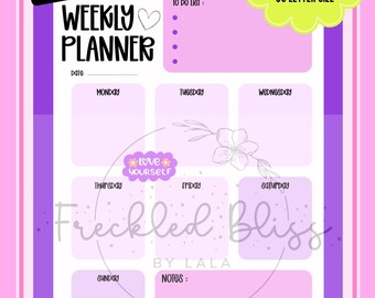 Leuke paarse weekplanner | Kalender | Afdrukbaar