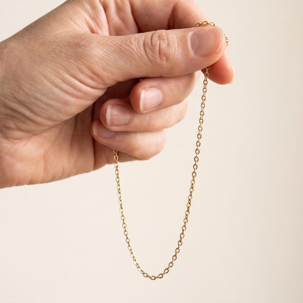 14K Solid Gold Cable Chain Necklace, Dainty Layering Pendant Chain (35-45cm)