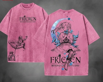 Frieren Beyond Journey's End Anime Vintage Washed Tee, Elf Mage Streetwear Shirt