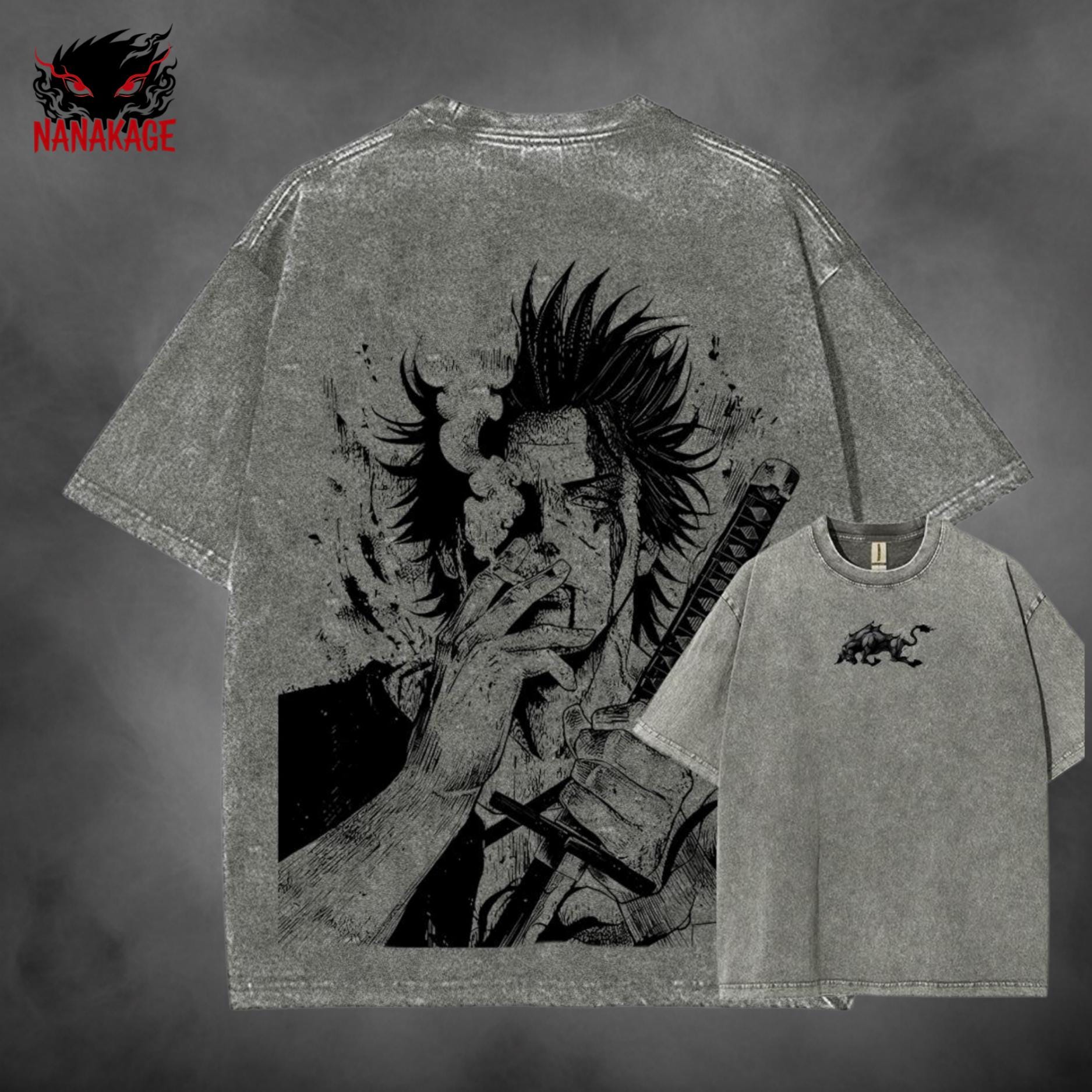 T-Shirt Anime Black Clover Asta - Casual Vintage Washed, 100% Cotone, Uomo E Donna