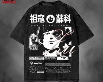 Zuko Vintage Acid Washed T-shirt-avatar grafische anime-T-shirt.