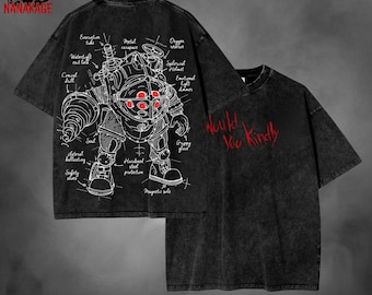 Koszulka z napisem „Czy mógłbyś być miły” – BioShock, Jack, prezent dla gracza, koszulka z nadrukiem Acid Washed