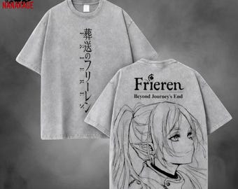 Frieren BeyondJourney’s End Vintage Wash Shirt - Anime OverSize Graphic Tee , Sôsô no Furîren
