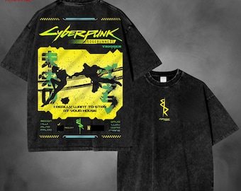 Edgerunners Anime  Acid Wash T Shirt - Vintage OverSize Hoodie , CyberPunk , Gamer Gift , Anime Fan Gift.