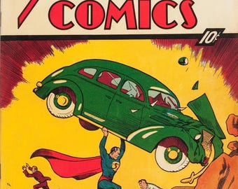 Réplica em fotocópia da revista em quadrinhos Action Comics #1