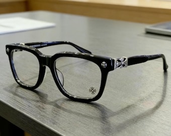 Gothic Punk Cross Blue Light Glasses, Retro Square Unisex Eyeglasses, Gift for Her