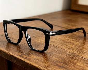 Lunettes urbaines unisexes rétro : montures carrées noires minimalistes, accessoire de mode tendance, style gothique-punk