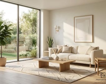 Diseño de sala de estar con IA / Render de estilo escandinavo moderno (Descarga digital)