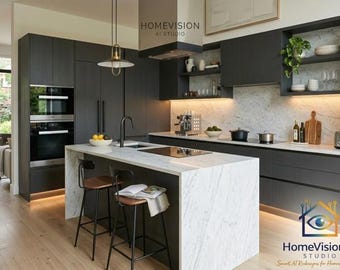 Servicio de diseño de cocinas con IA / Transformación moderna de lujo
