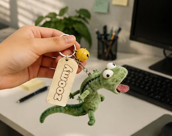 Llavero de peluche de lagarto Hoppers Tom - Llavero de gecko hecho a mano - Lindo adorno para mochila - Regalo kawaii para fans de películas de animales - Adorno para bolso de regalo