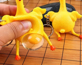 Playful Yellow Chicken Keychain – Cute, Fun Accessory for Backpacks, Bags, and Key Rings – Stress Relief Toy Keychain | Gift for Coworkers