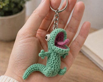 Crochet Tom Lizard Keychain, Backpack Charm, Cute Animal Amigurumi, Handmade Accessory Gift for Him Her, Keychain