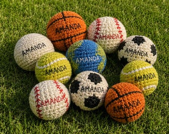 Custom Name Hacky Sack | Handmade Crochet Hacky Sack Footbag| Guatemalan Juggling Ball, Stress Balls, Fidget Party Favor Gift, Gift for Kids