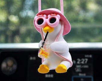 Cute Frog, Duck Car Rear View Mirror Hanging Accessories Funny Car Interior Decor Gifts for Women Men