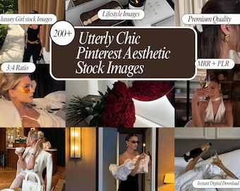 Más de 200 imágenes de stock de estilo chic y elegante para chicas / Paquete de contenido de estilo de vida sin rostro generado por el usuario, imágenes para Pinterest e Instagram, Canva, PLR + MRR
