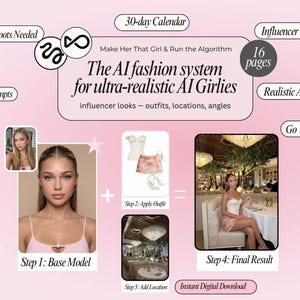 Ultrarealistiska AI-influencer-uppmaningar | Guide till AI-modeinnehåll | Nano Banana Pro | Ansiktslöst innehåll | Plug & Play e-bok